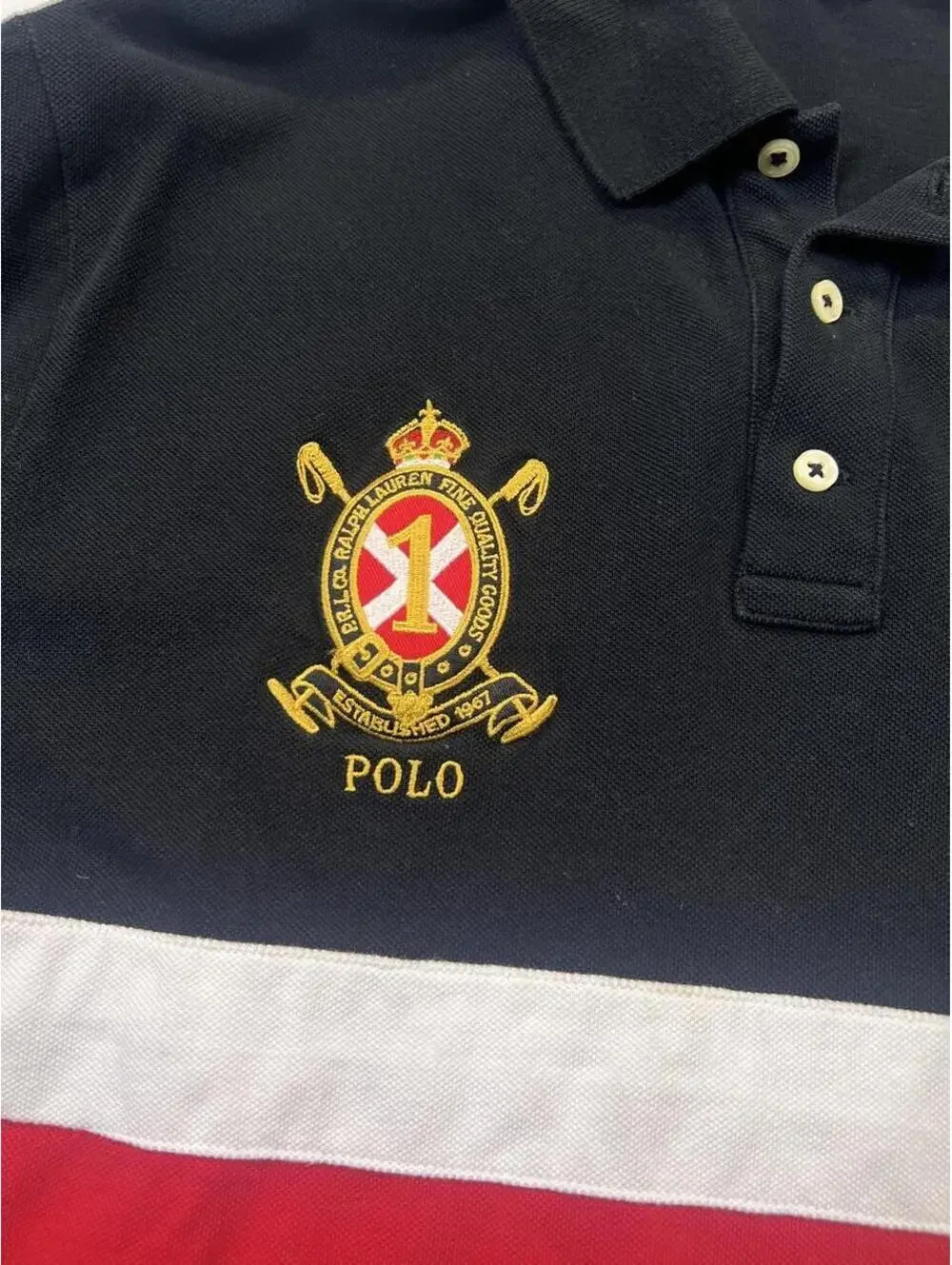 Y2K Color Block Polo Shirt Big Pony Ralph Lauren XL